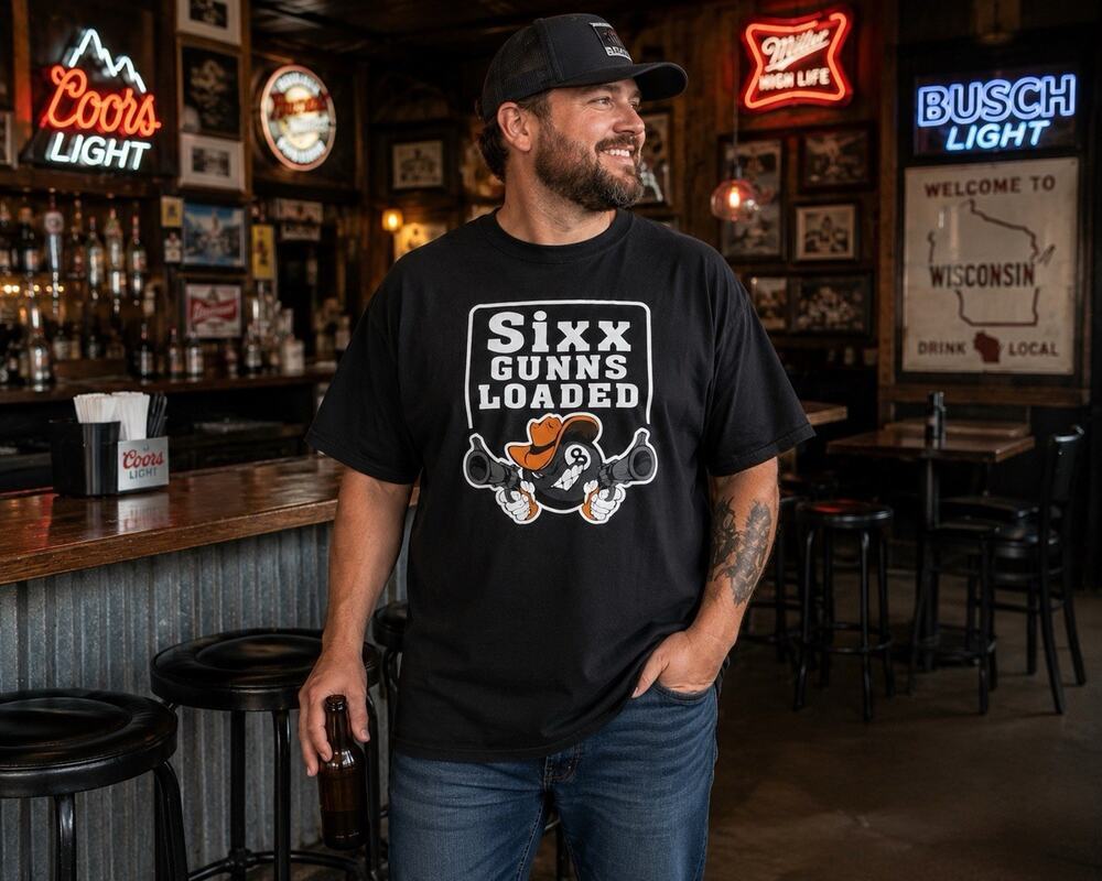 Hanes 2XL Black Cotton Graphic T-Shirt Local Bar Band Sixx Gunns Loaded Merch WI